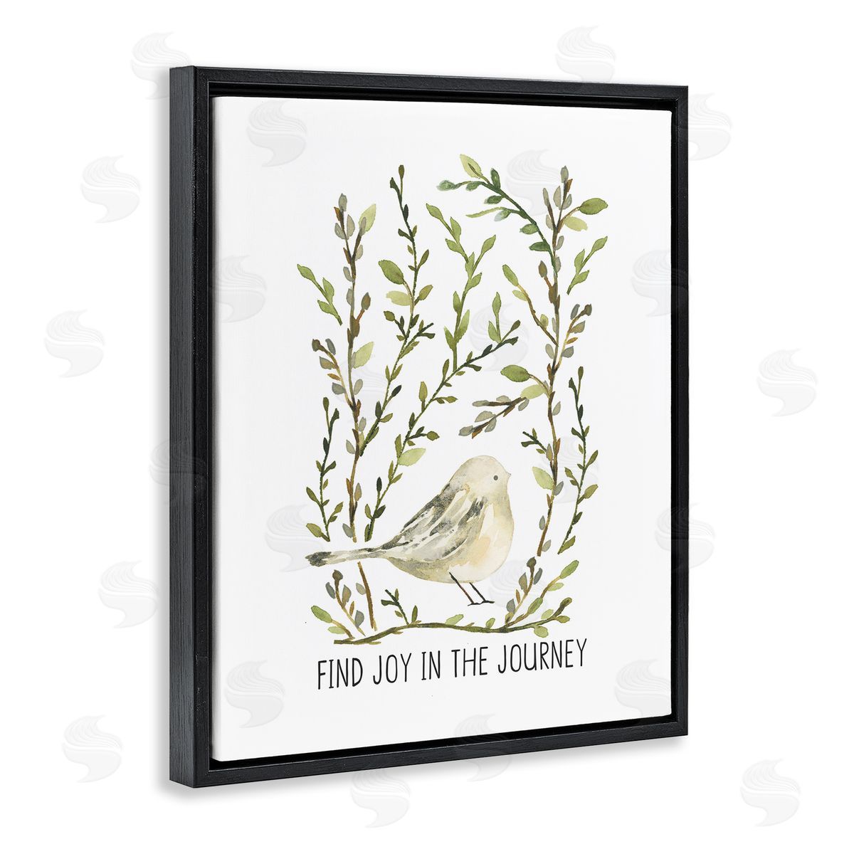 Find Joy with Bird Black Floating Frame Canvas Wall Art, Home Decor by Blue Chair Blessing