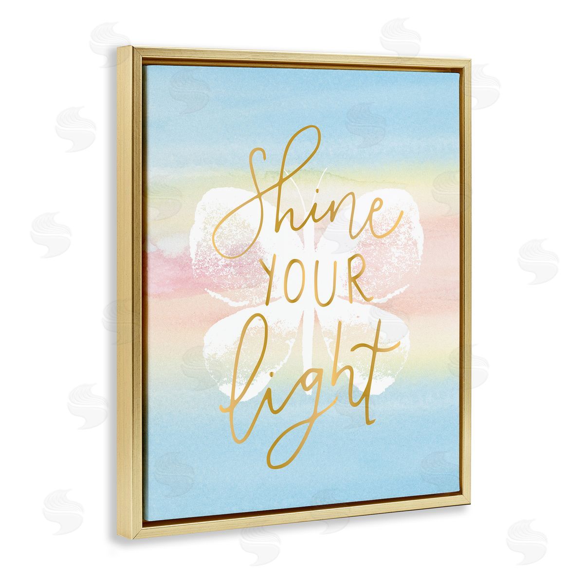 Shine Your Light Gold Floating Frame Canvas Wall Art, Home Decor by Blue Chair Blessing