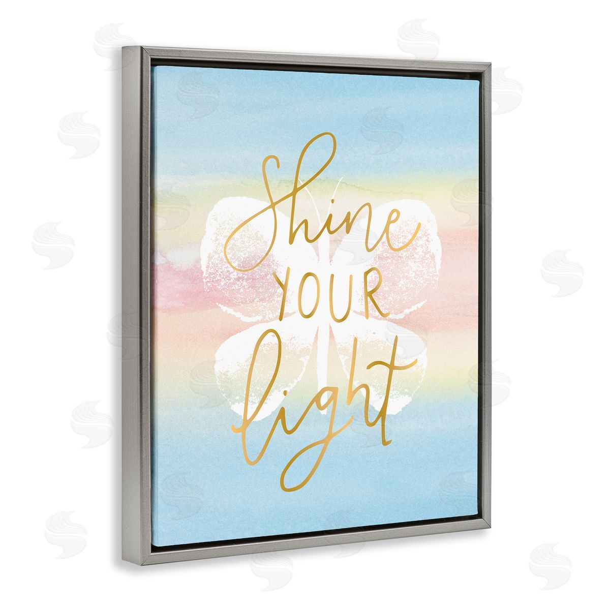 Shine Your Light Grey Floating Frame Canvas Wall Art, Home Decor by Blue Chair Blessing