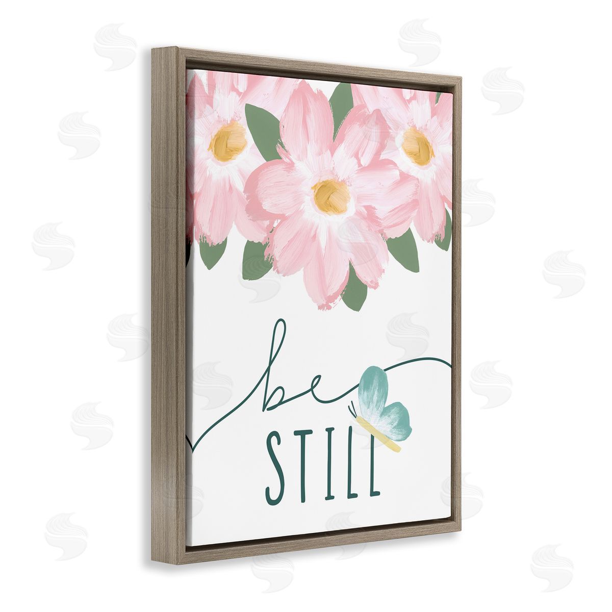 Be Still with Florals Brown Floating Frame Canvas Wall Art, Home Decor by Blue Chair Blessing