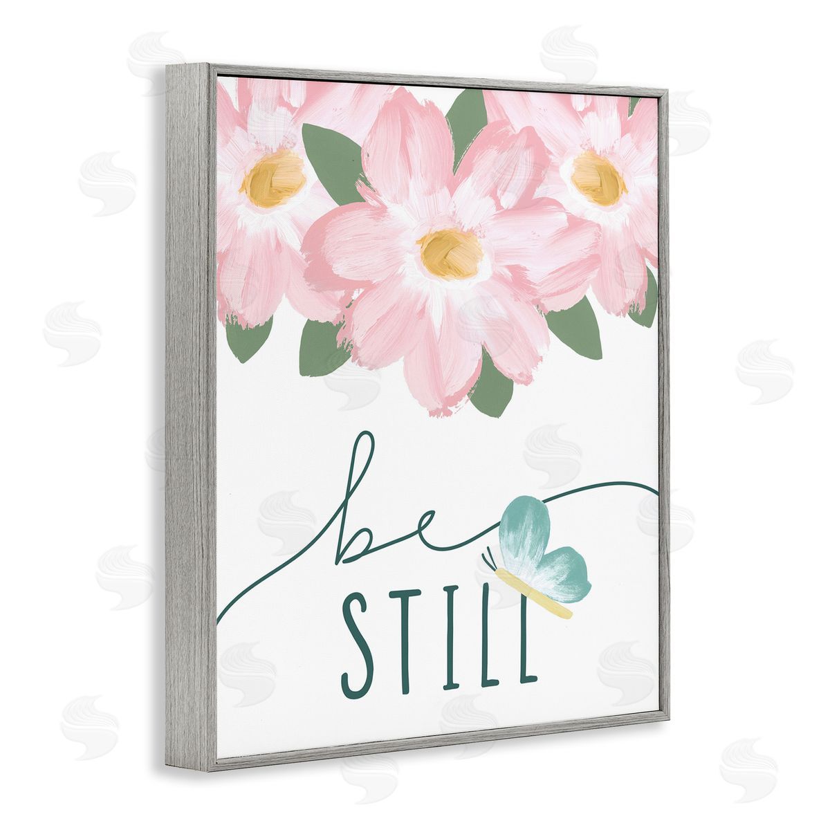Be Still with Florals Grey Frame Print Wall Art, Home Decor by Blue Chair Blessing