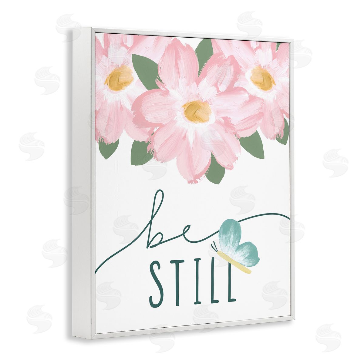 Be Still with Florals White Frame Print Wall Art, Home Decor by Blue Chair Blessing