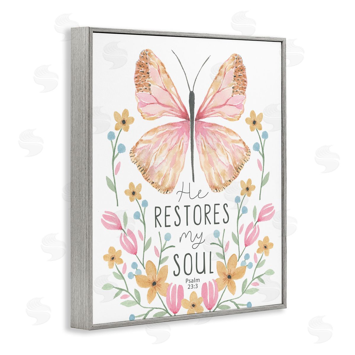 Floral Restores My Soul Grey Frame Print Wall Art, Home Decor by Blue Chair Blessing