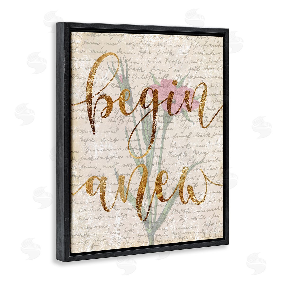 Vintage Begin Anew Black Floating Frame Canvas Wall Art, Home Decor by Stupell Studio