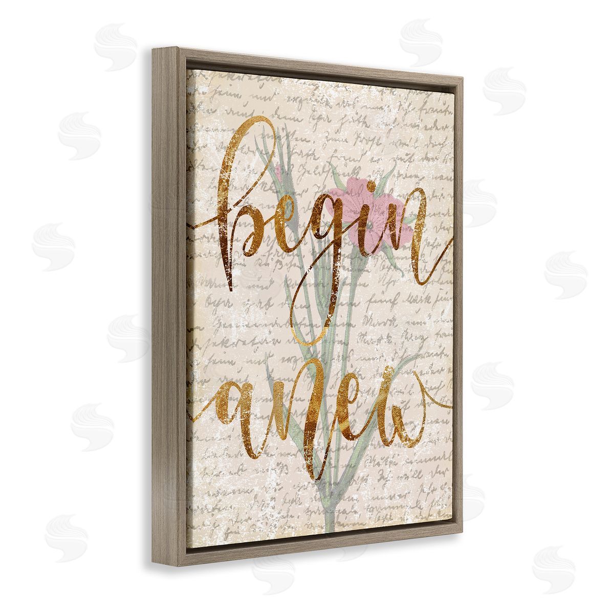 Vintage Begin Anew Brown Floating Frame Canvas Wall Art, Home Decor by Stupell Studio