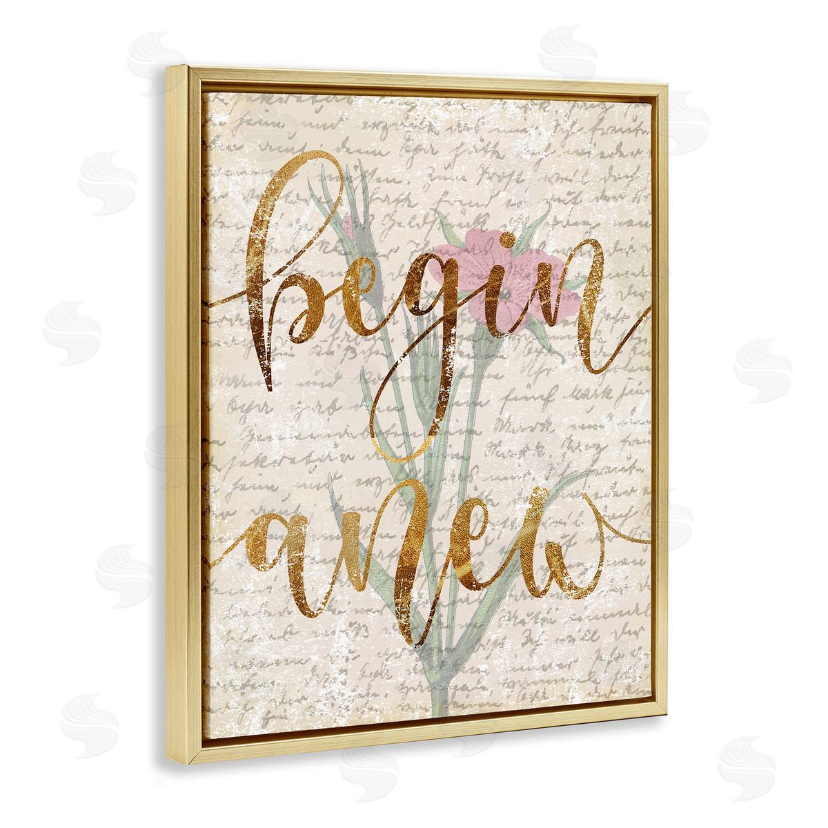 Vintage Begin Anew Gold Floating Frame Canvas Wall Art, Home Decor by Stupell Studio