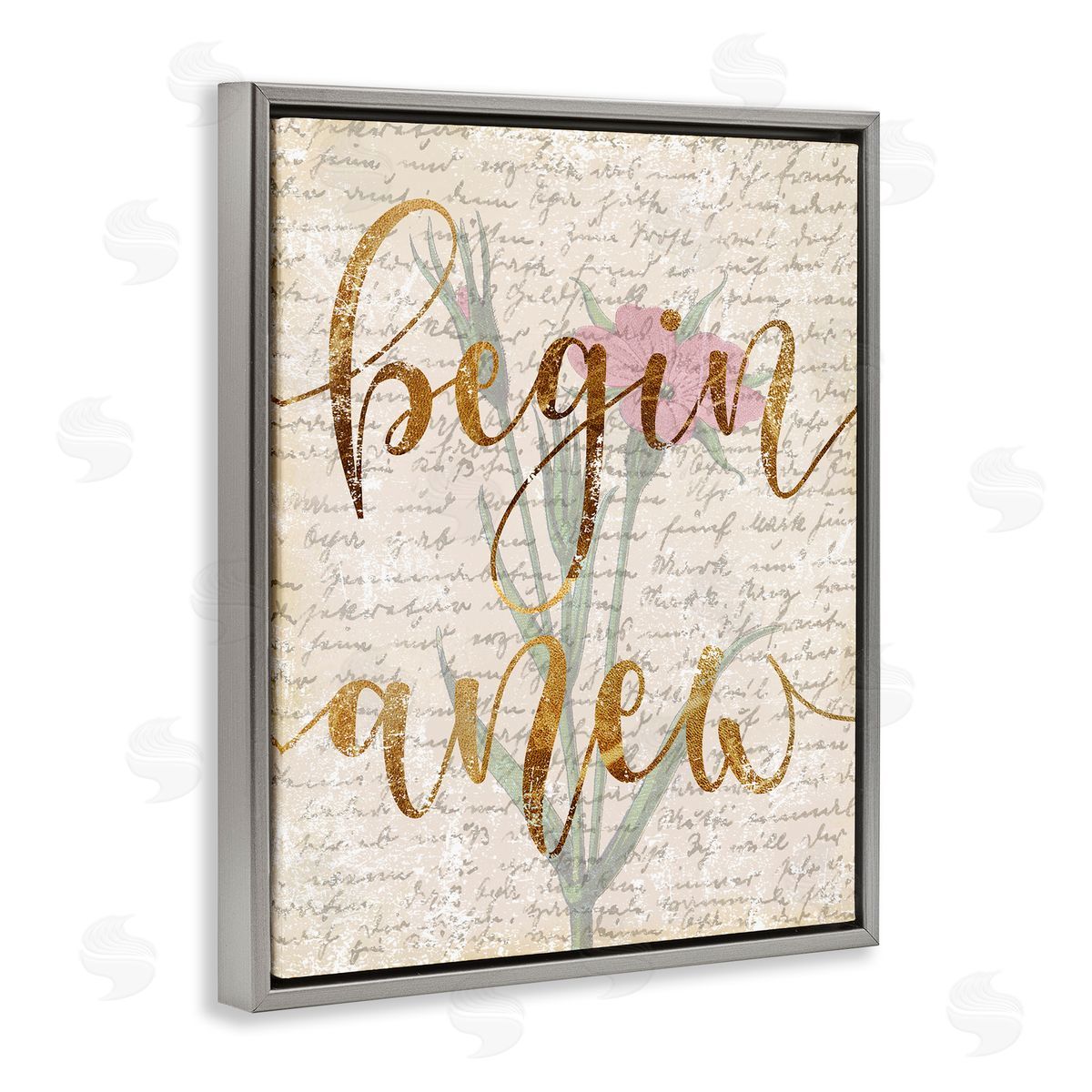 Vintage Begin Anew Grey Floating Frame Canvas Wall Art, Home Decor by Stupell Studio