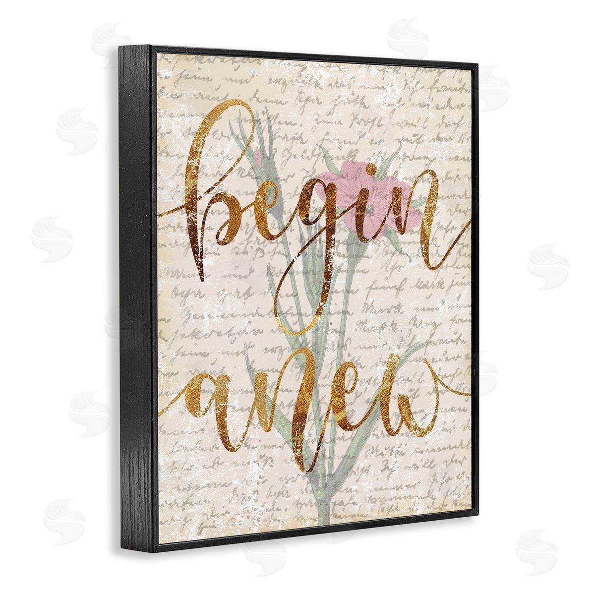 Vintage Begin Anew Black Frame Print Wall Art, Home Decor by Stupell Studio