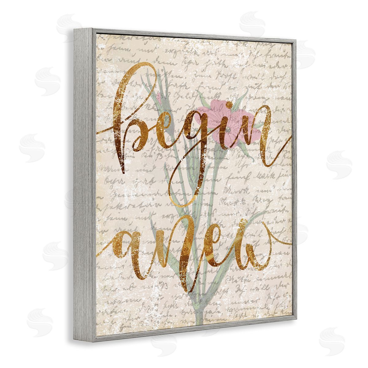 Vintage Begin Anew Grey Frame Print Wall Art, Home Decor by Stupell Studio