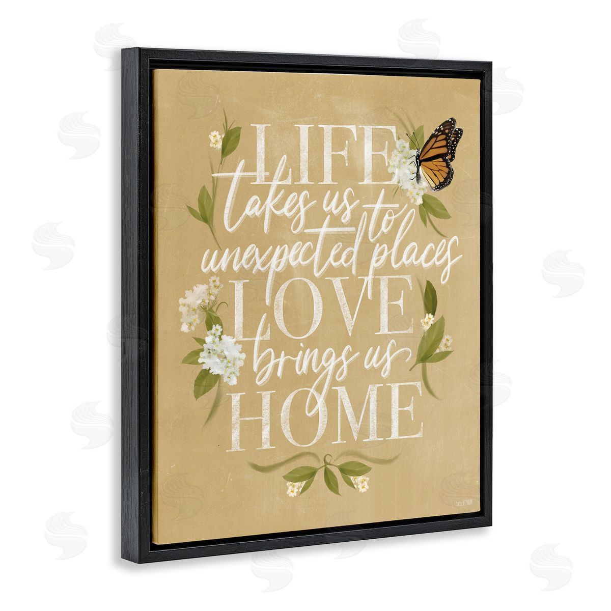 Love Brings Us Home Black Floating Frame Canvas Wall Art, Home Decor by House Fenway