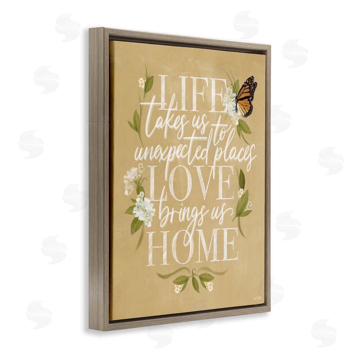 Love Brings Us Home Brown Floating Frame Canvas Wall Art, Home Decor by House Fenway