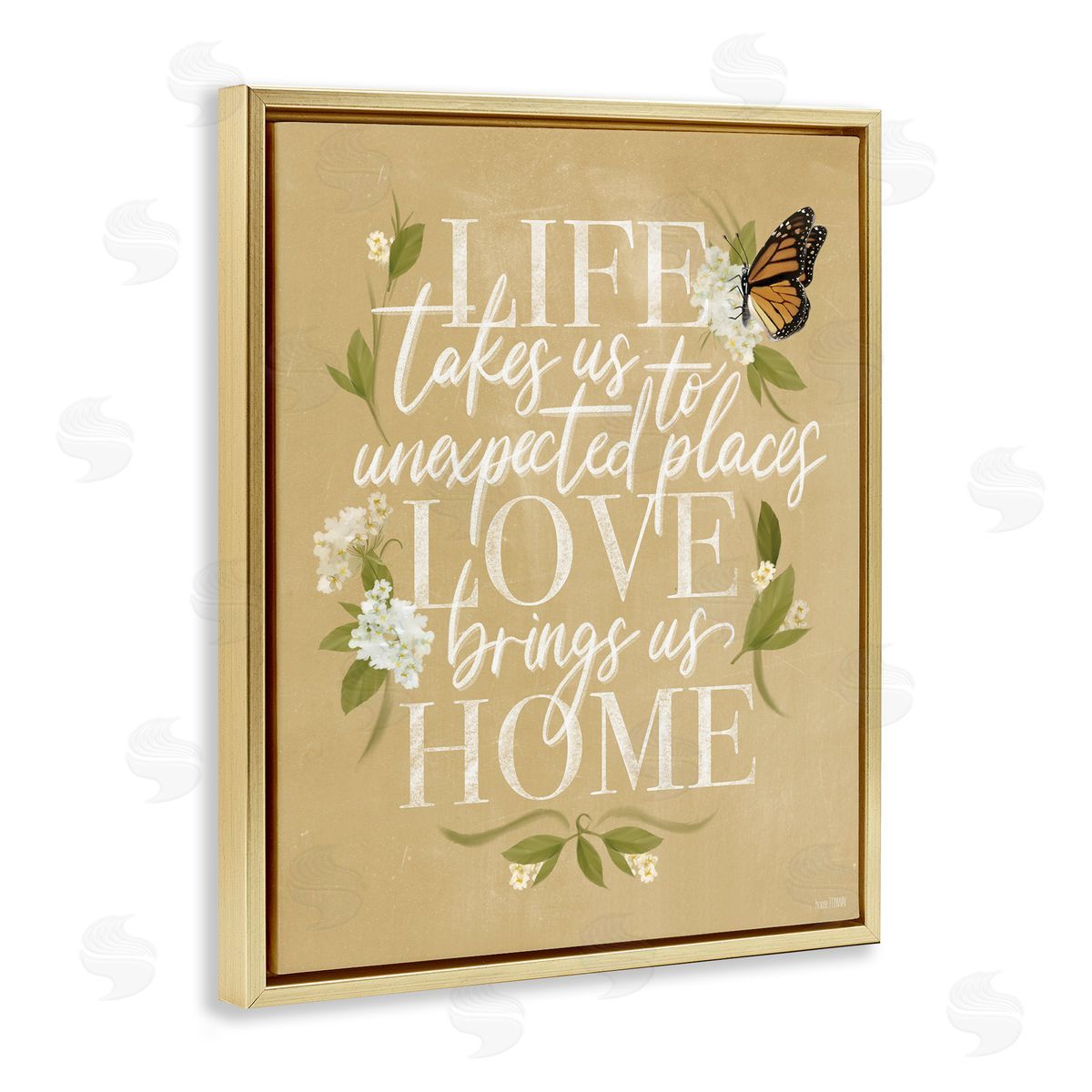 Love Brings Us Home Gold Floating Frame Canvas Wall Art, Home Decor by House Fenway