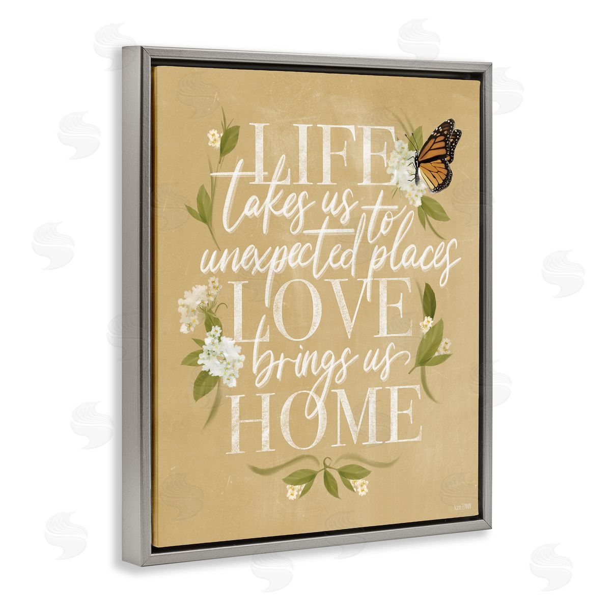 Love Brings Us Home Grey Floating Frame Canvas Wall Art, Home Decor by House Fenway