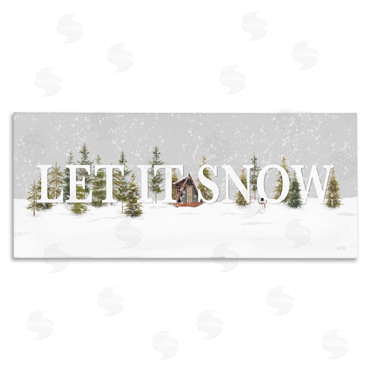Let It Snow Scene Canvas Wall Art, Home Decor by House Fenway