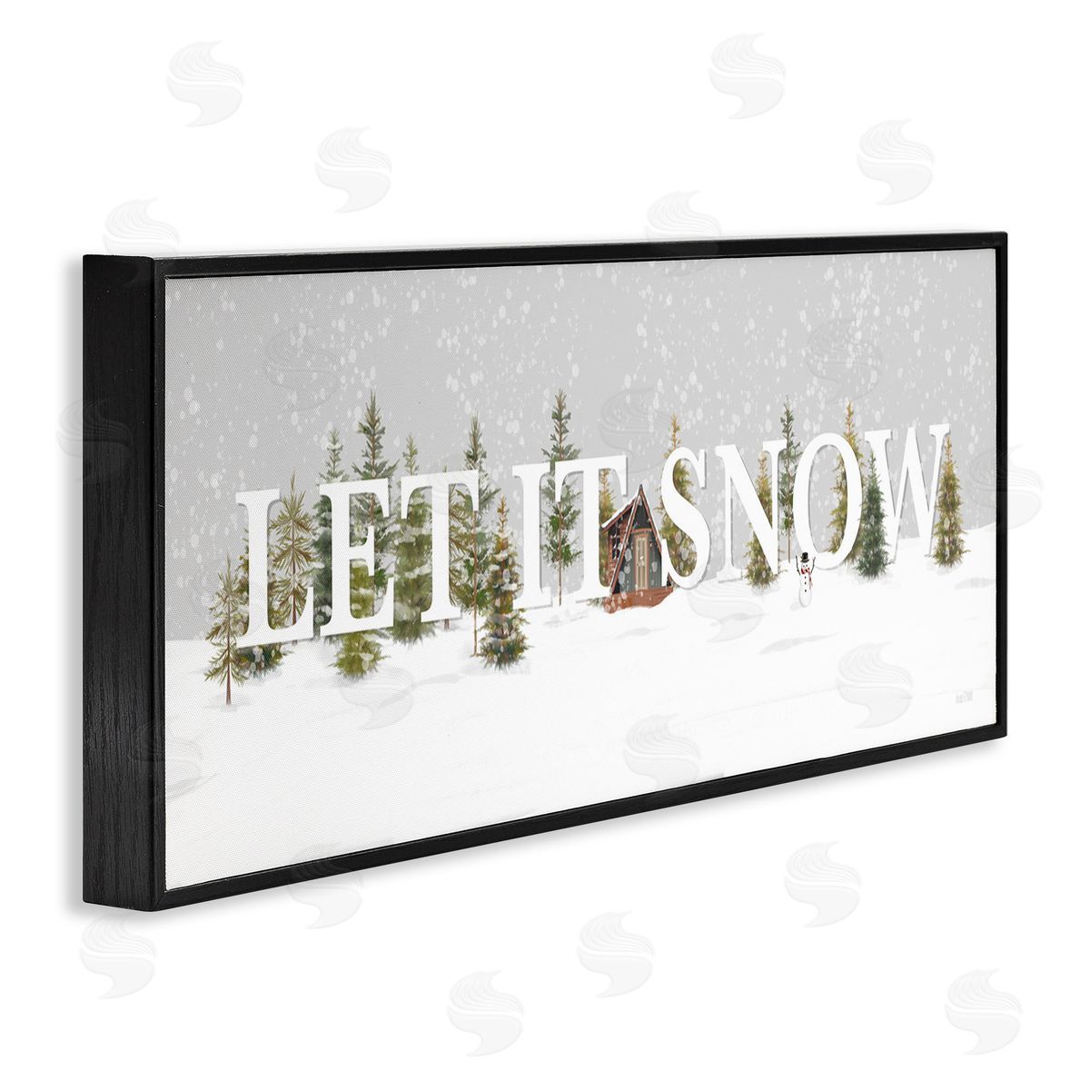 Let It Snow Scene Black Frame Print Wall Art, Home Decor by House Fenway