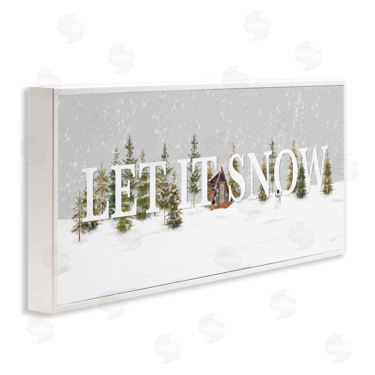 Let It Snow Scene White Frame Print Wall Art, Home Decor by House Fenway