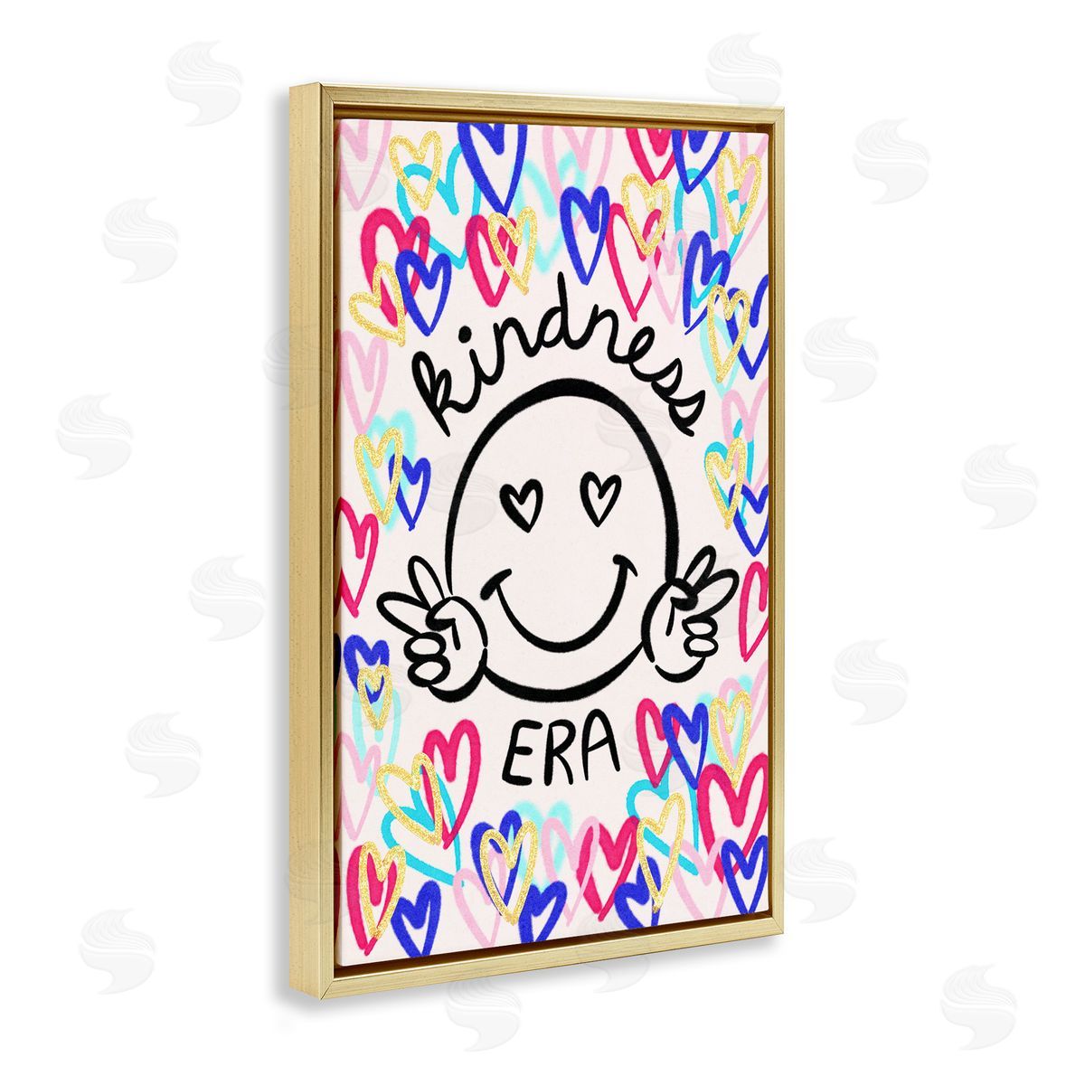 Kindness Era on Hearts Gold Floating Frame Canvas Wall Art, Home Decor by JJ Design House, LLC.