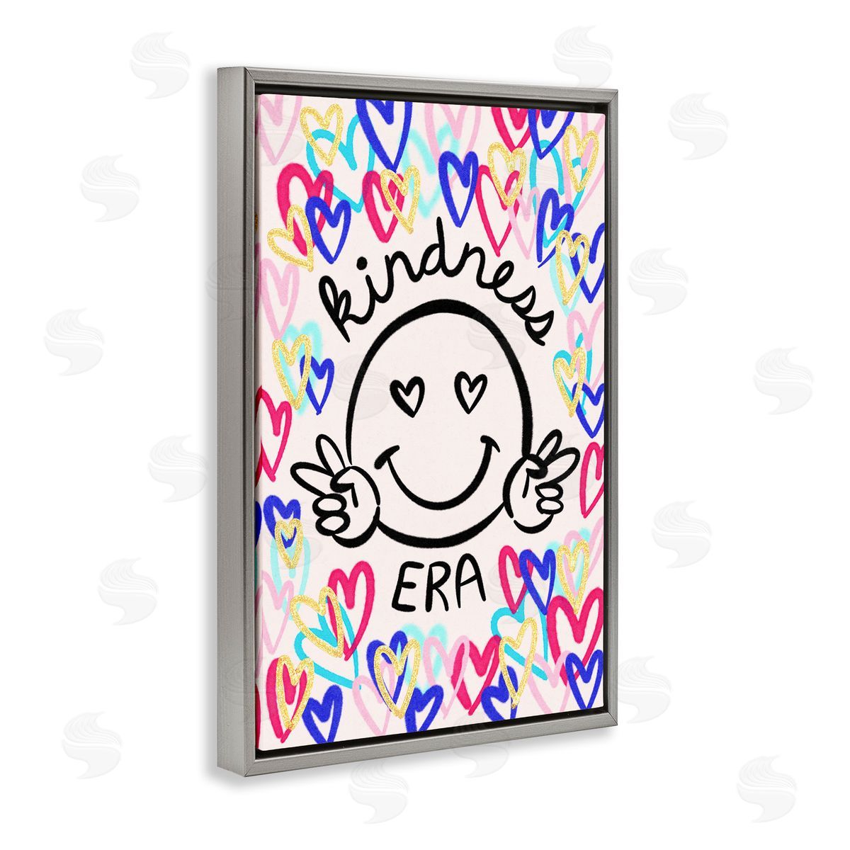 Kindness Era on Hearts Grey Floating Frame Canvas Wall Art, Home Decor by JJ Design House, LLC.