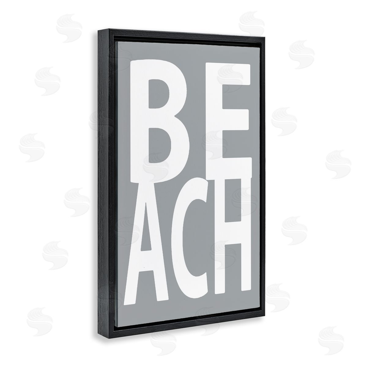 Beach Word on Grey Black Floating Frame Canvas Wall Art, Home Decor by Jamie MacDowell