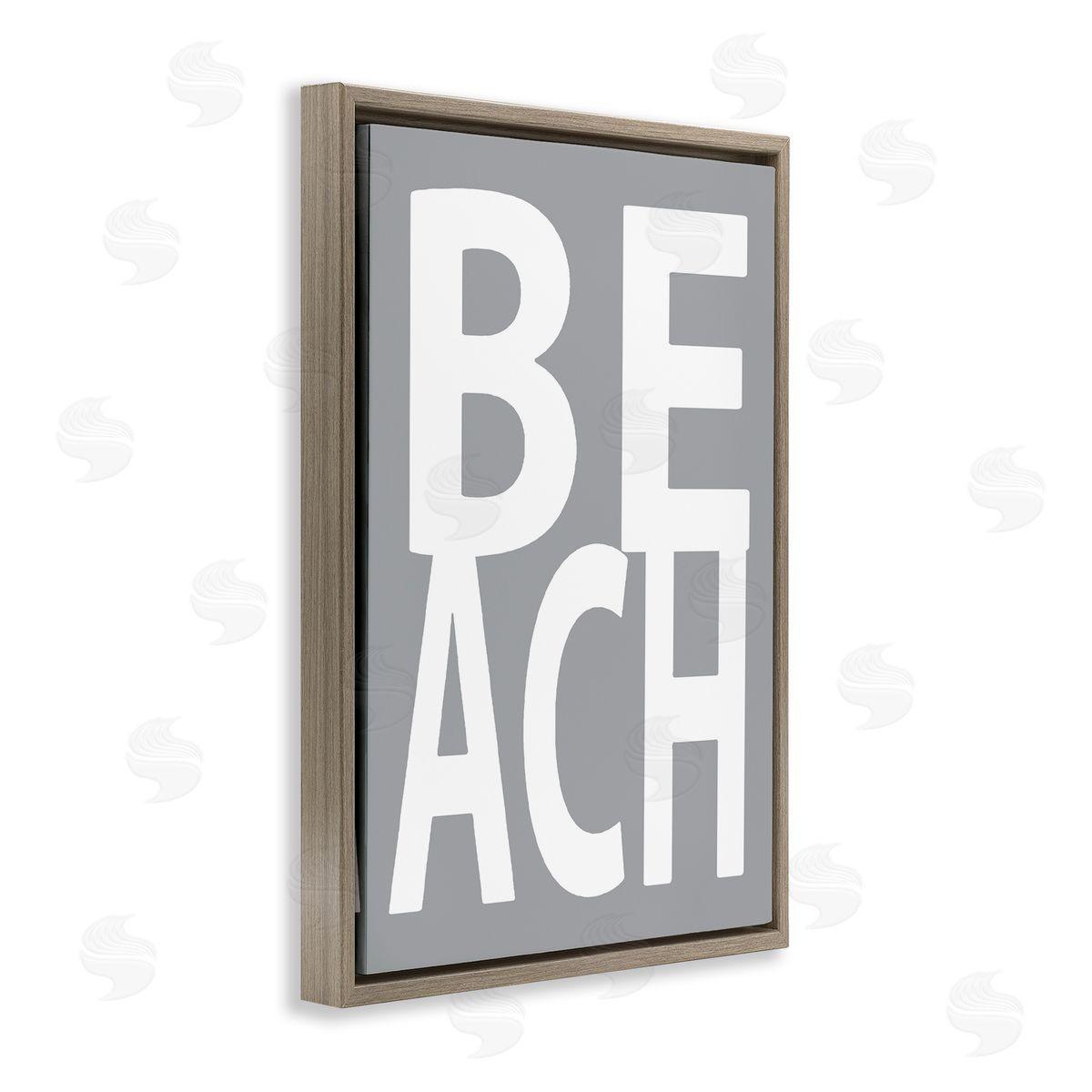 Beach Word on Grey Brown Floating Frame Canvas Wall Art, Home Decor by Jamie MacDowell