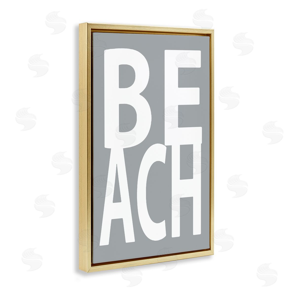 Beach Word on Grey Gold Floating Frame Canvas Wall Art, Home Decor by Jamie MacDowell