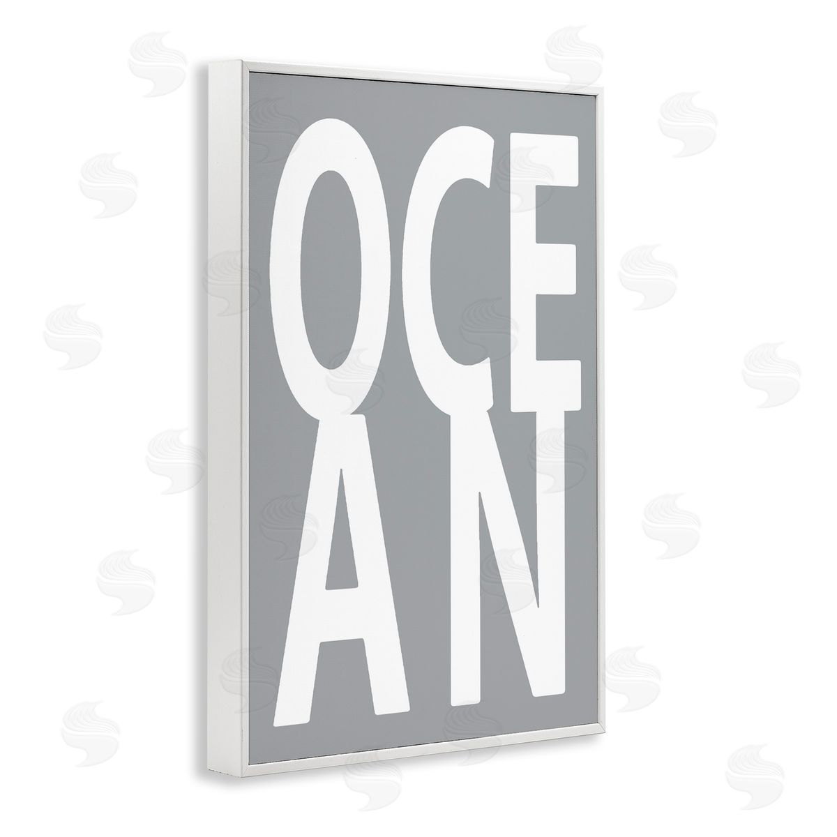 Ocean Word on Grey White Frame Print Wall Art, Home Decor by Jamie MacDowell