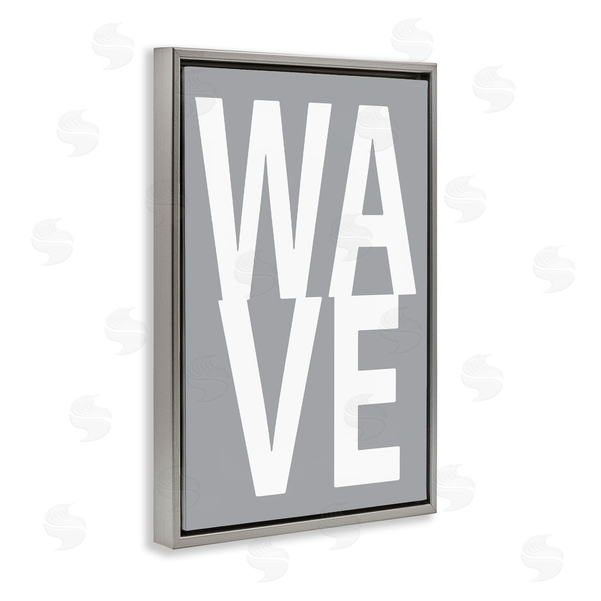 Wave Word on Grey Grey Floating Frame Canvas Wall Art, Home Decor by Jamie MacDowell