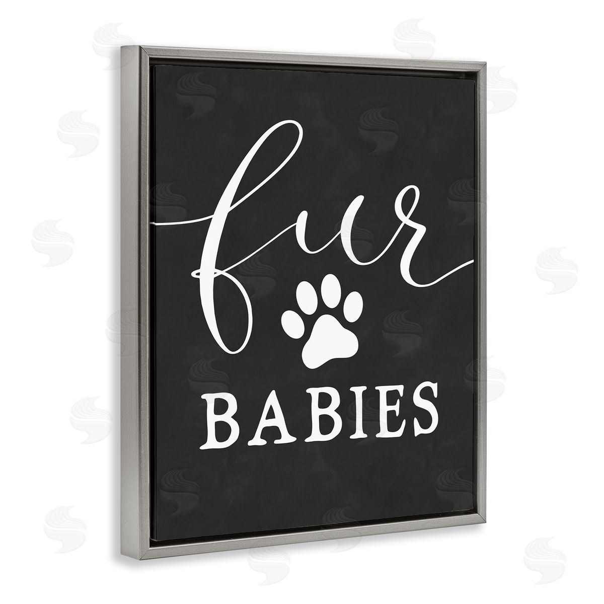 Fur Babies Pet Phrase Grey Floating Frame Canvas Wall Art, Home Decor by Lettered and Lined