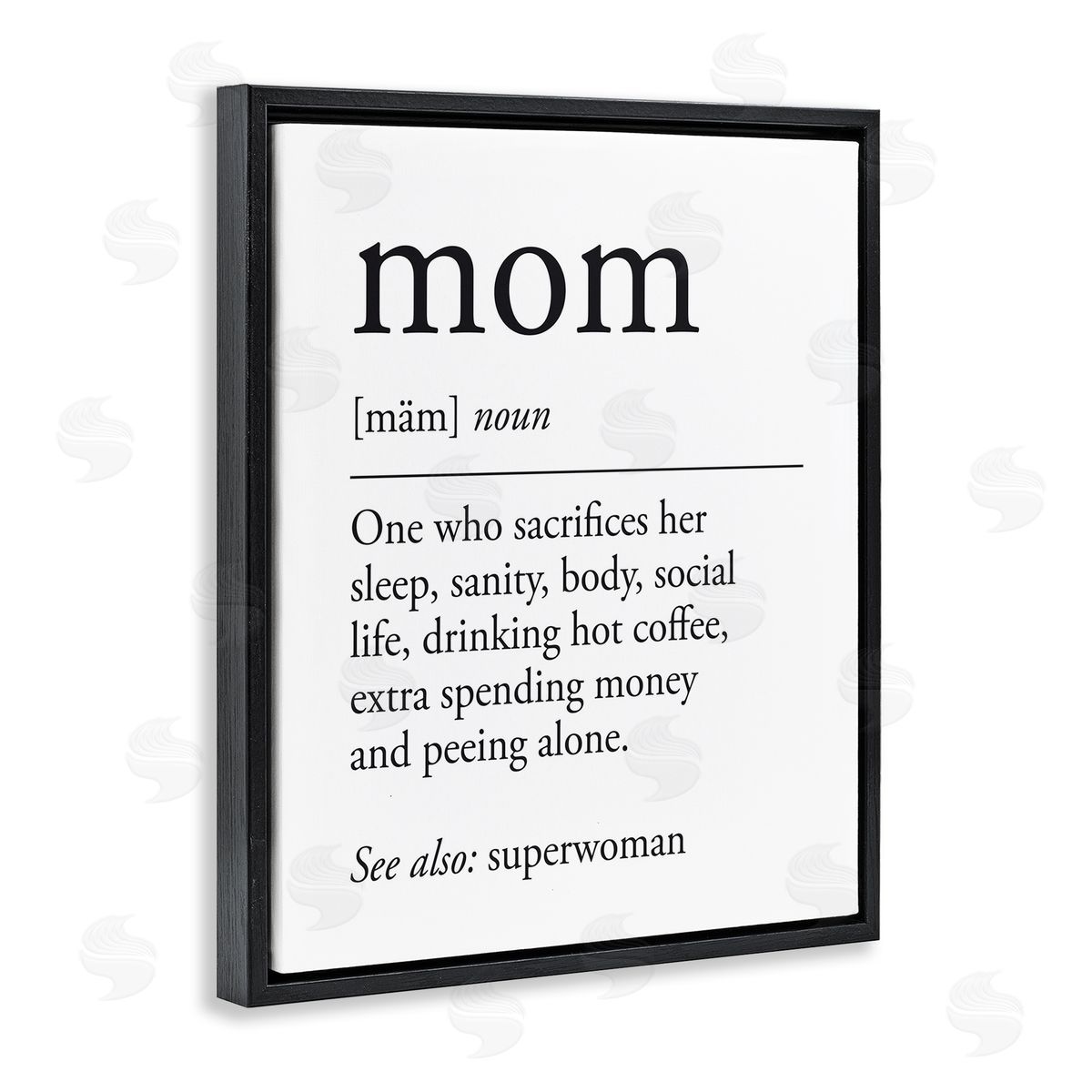 Mom Definition Sentiment Black Floating Frame Canvas Wall Art, Home Decor by Lettered and Lined