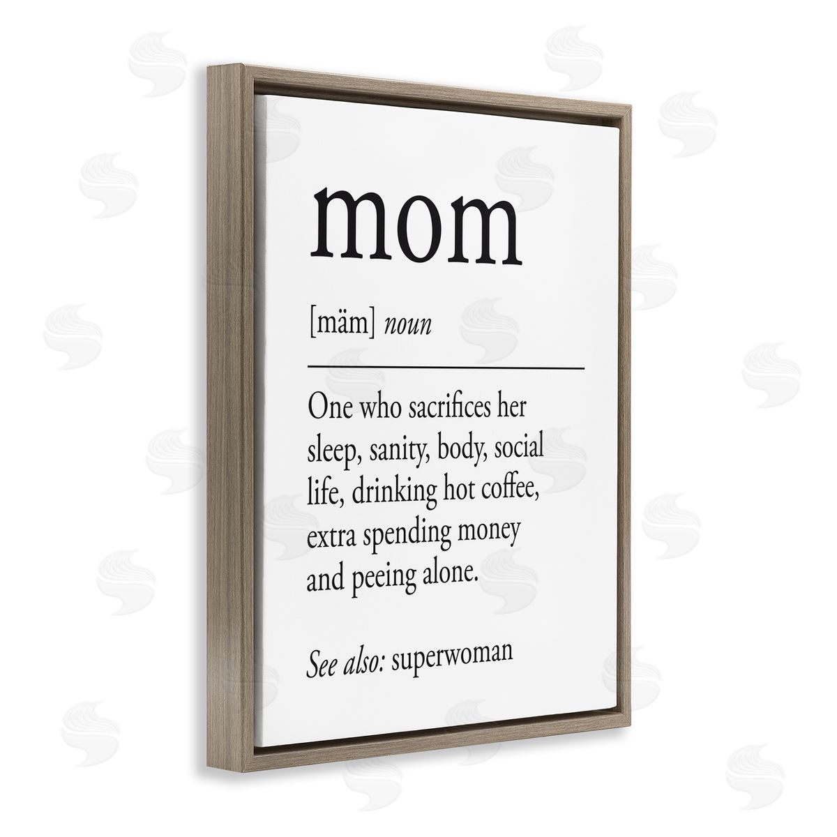 Mom Definition Sentiment Brown Floating Frame Canvas Wall Art, Home Decor by Lettered and Lined