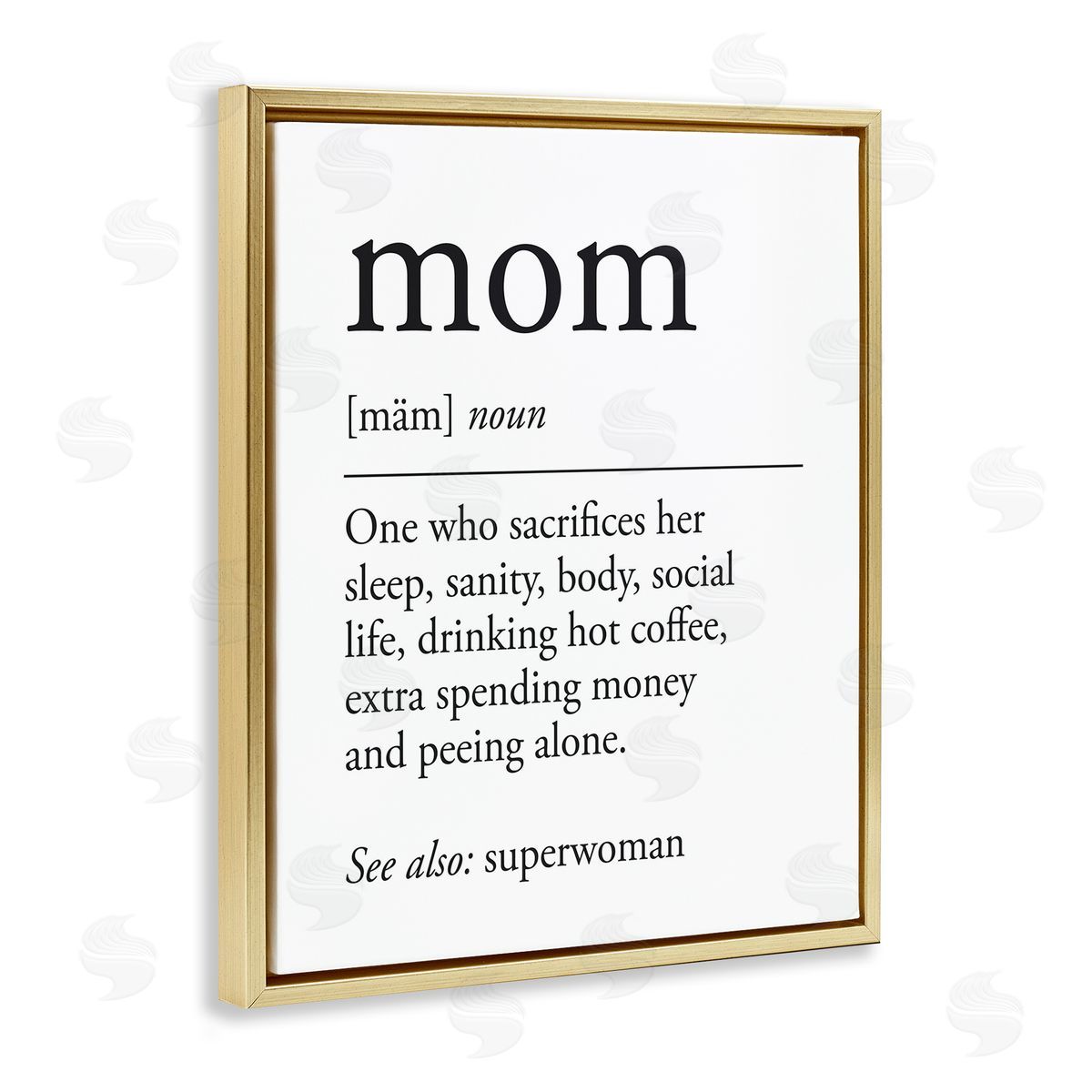 Mom Definition Sentiment Gold Floating Frame Canvas Wall Art, Home Decor by Lettered and Lined