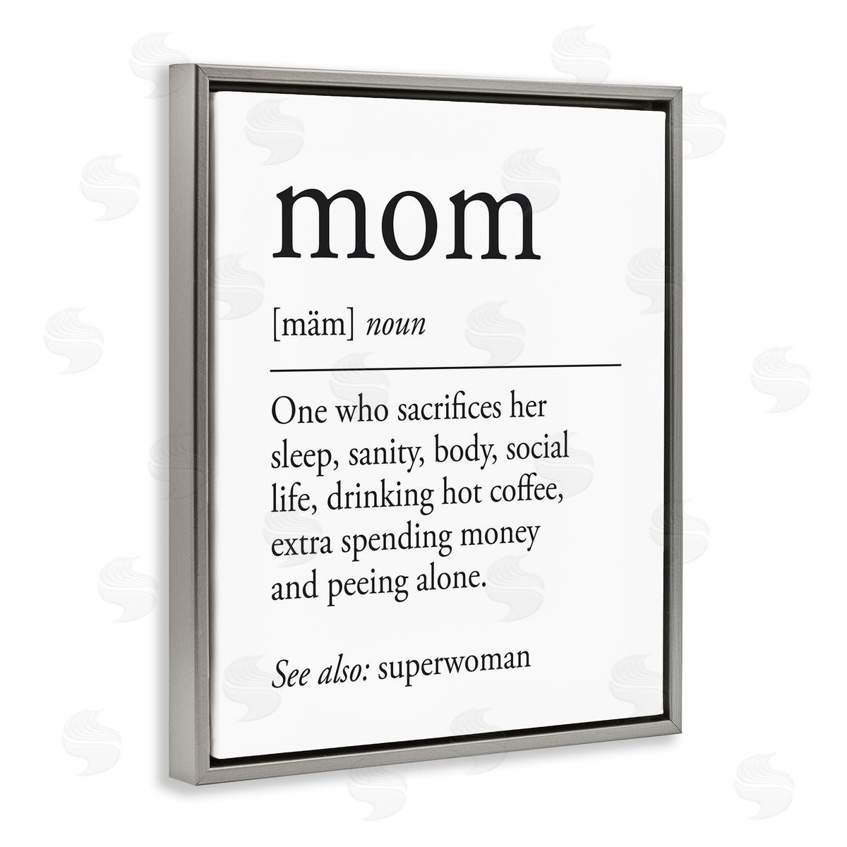 Mom Definition Sentiment Grey Floating Frame Canvas Wall Art, Home Decor by Lettered and Lined