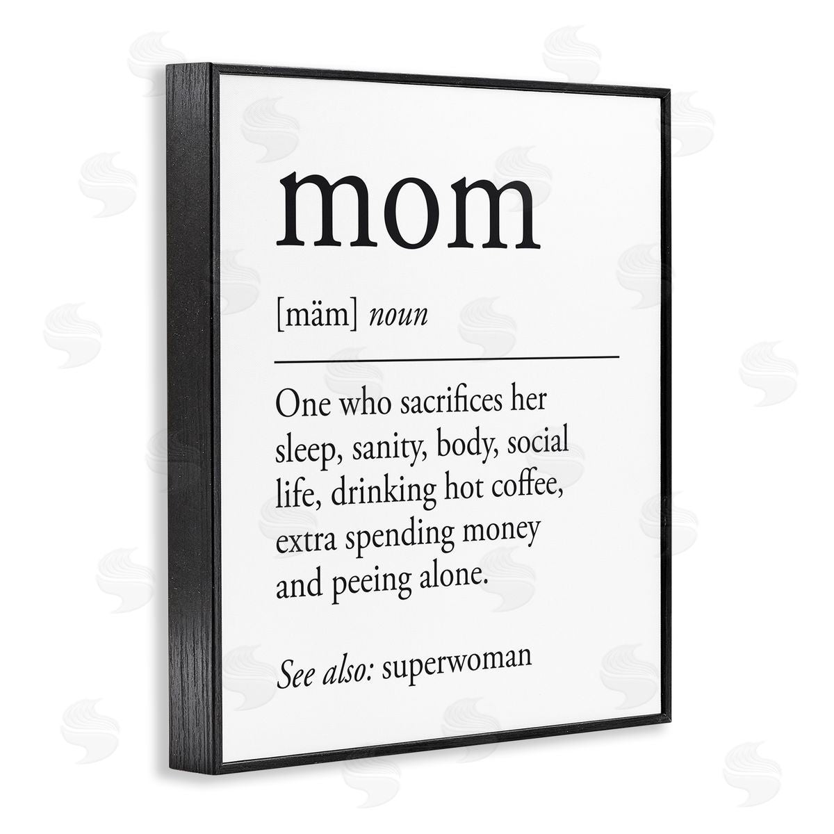 Mom Definition Sentiment Black Frame Print Wall Art, Home Decor by Lettered and Lined