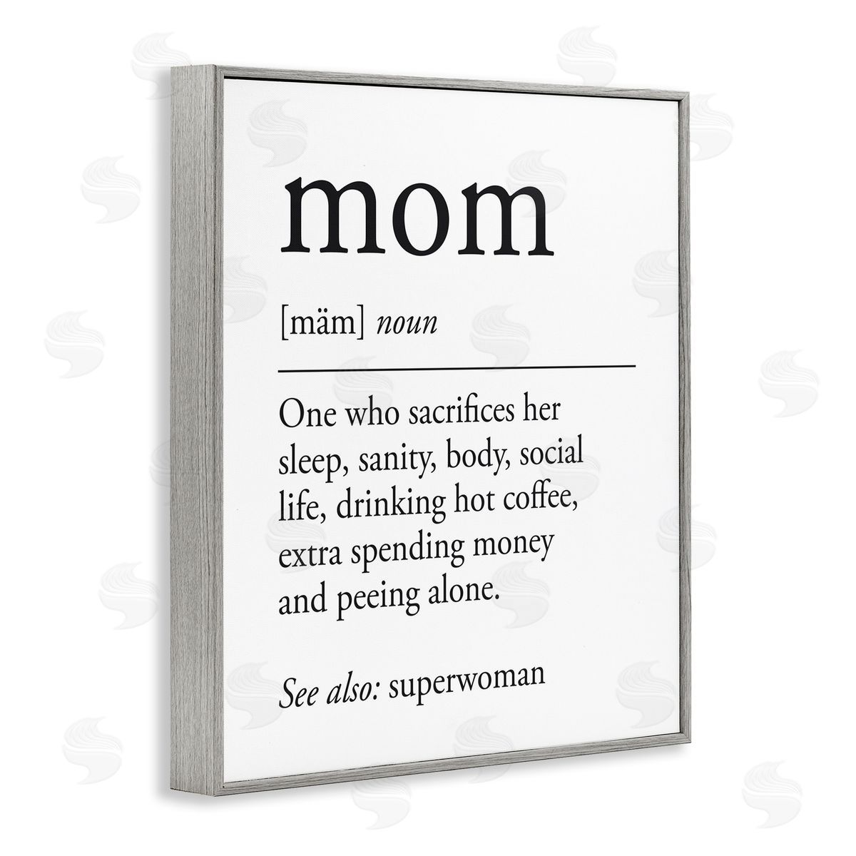 Mom Definition Sentiment Grey Frame Print Wall Art, Home Decor by Lettered and Lined