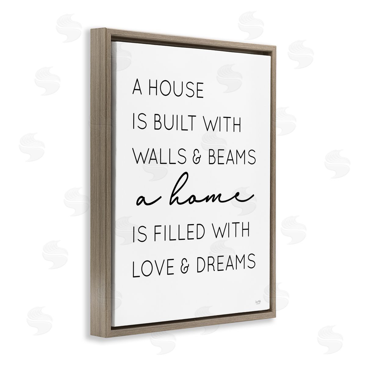Love and Dreams Sentiment Brown Floating Frame Canvas Wall Art, Home Decor by Lux + Me Designs