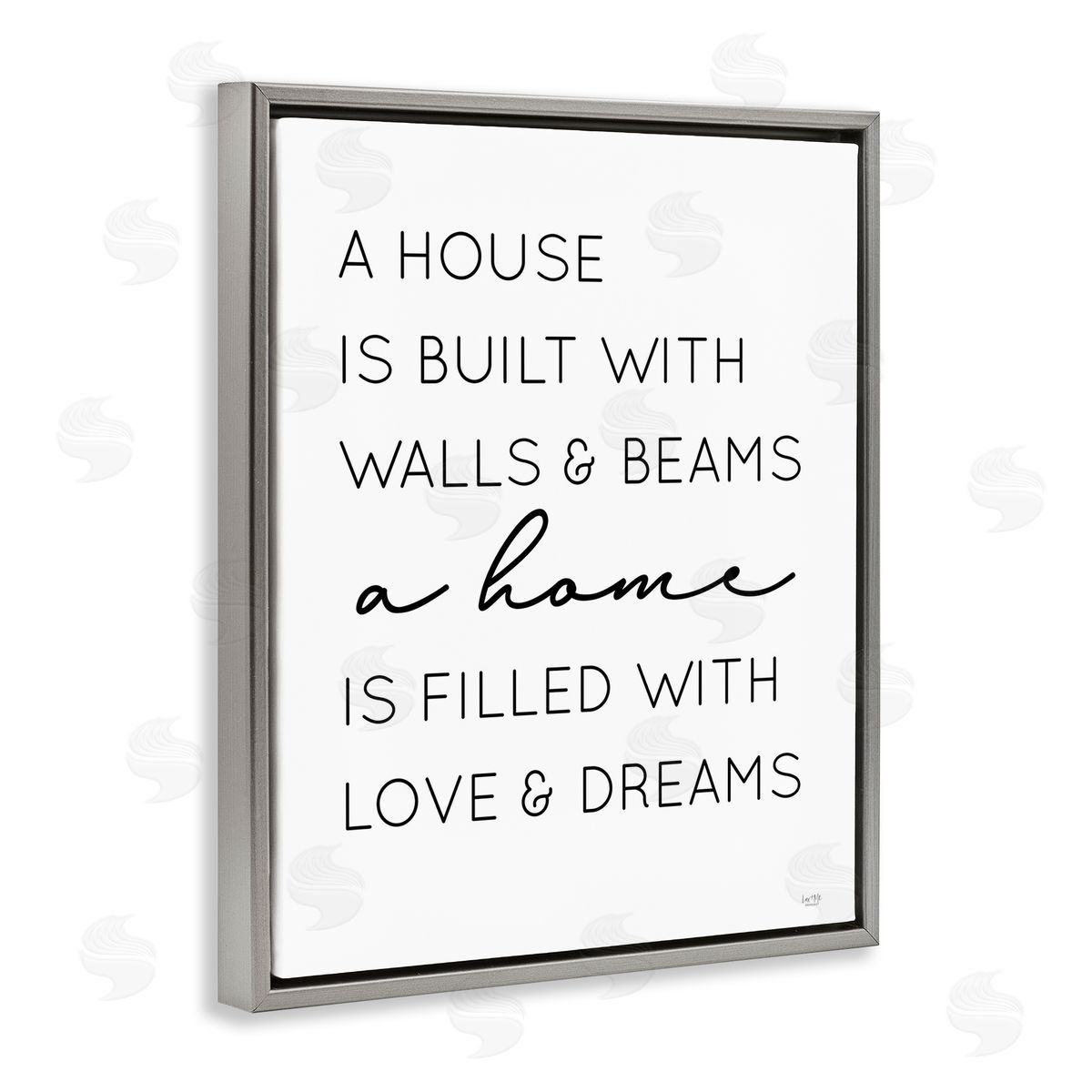 Love and Dreams Sentiment Grey Floating Frame Canvas Wall Art, Home Decor by Lux + Me Designs