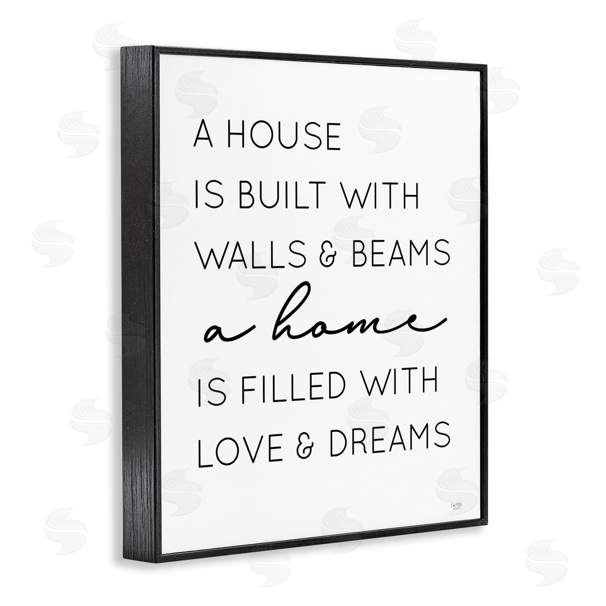 Love and Dreams Sentiment Black Frame Print Wall Art, Home Decor by Lux + Me Designs