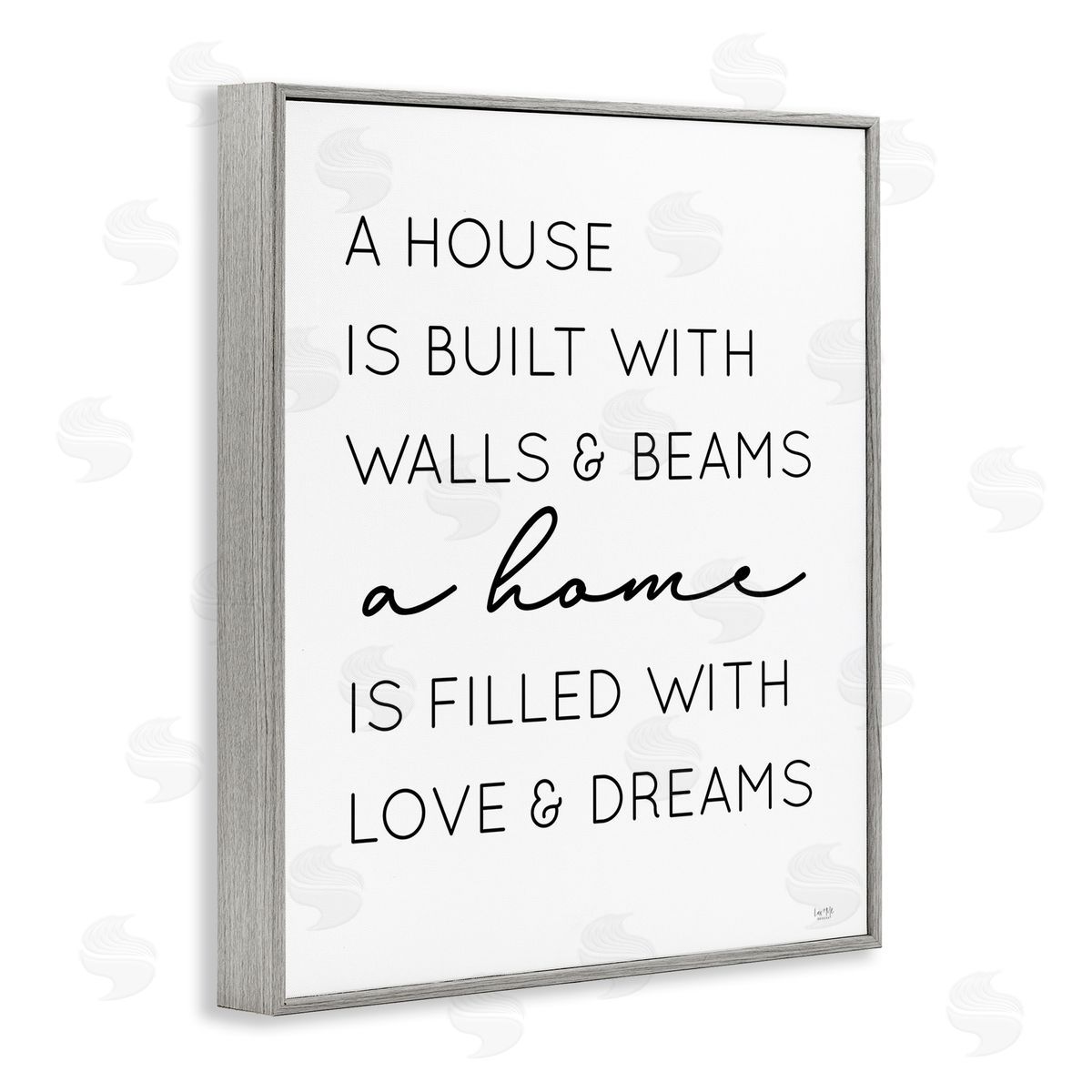 Love and Dreams Sentiment Grey Frame Print Wall Art, Home Decor by Lux + Me Designs