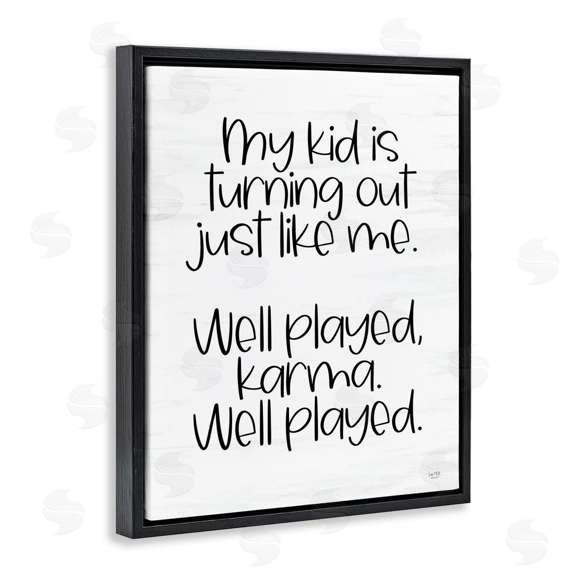Kid Karma Phrase Black Floating Frame Canvas Wall Art, Home Decor by Lux + Me Designs
