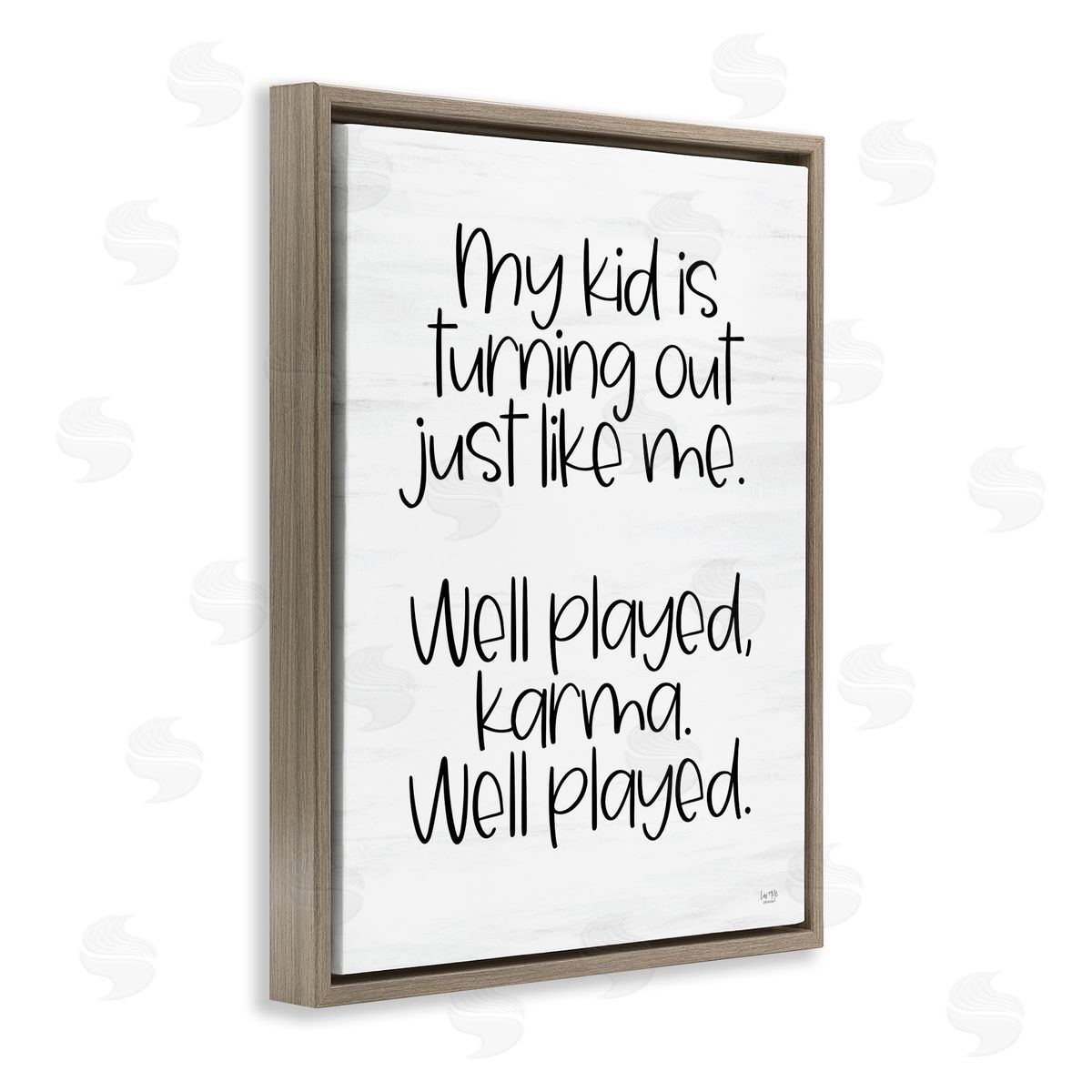 Kid Karma Phrase Brown Floating Frame Canvas Wall Art, Home Decor by Lux + Me Designs