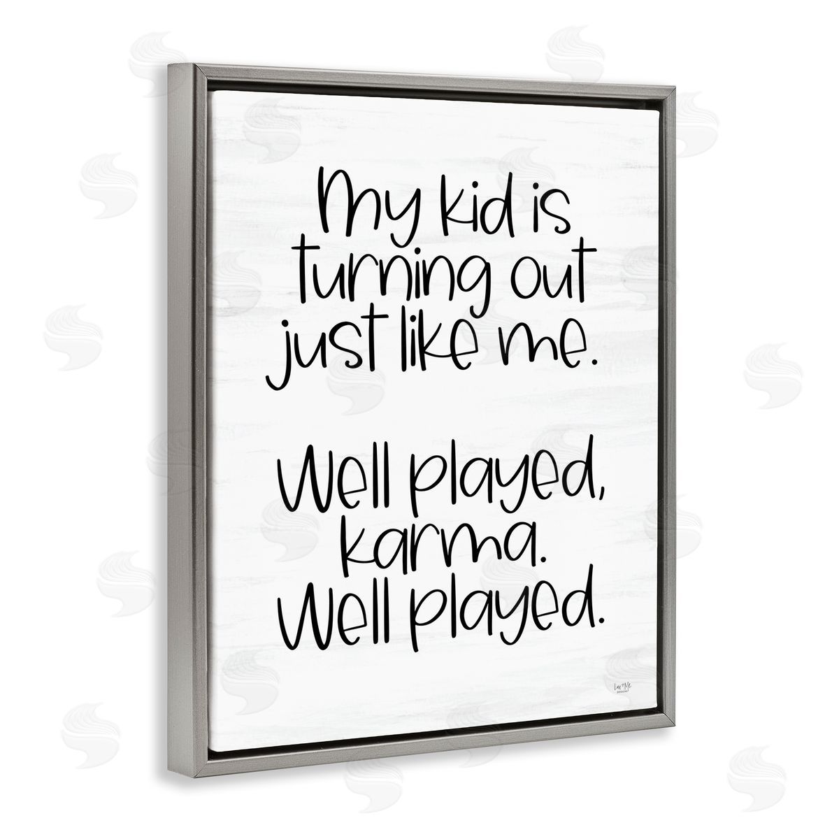 Kid Karma Phrase Grey Floating Frame Canvas Wall Art, Home Decor by Lux + Me Designs