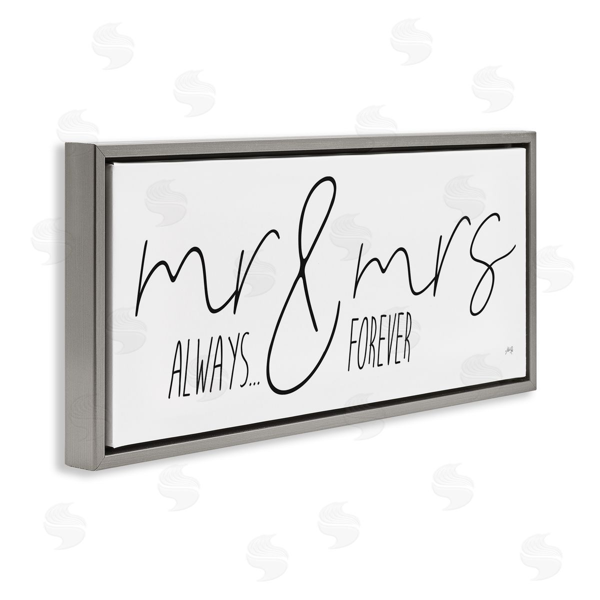 Romantic Always and Forever Grey Floating Frame Canvas Wall Art, Home Decor by Marla Rae