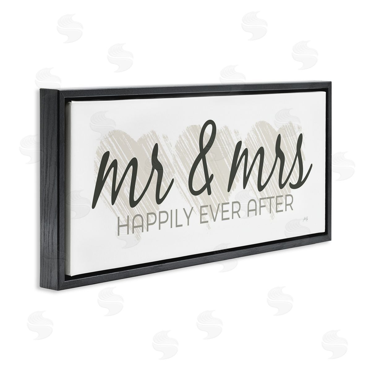 Romantic Mr and Mrs Black Floating Frame Canvas Wall Art, Home Decor by Marla Rae