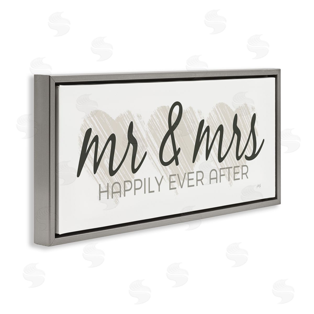 Romantic Mr and Mrs Grey Floating Frame Canvas Wall Art, Home Decor by Marla Rae