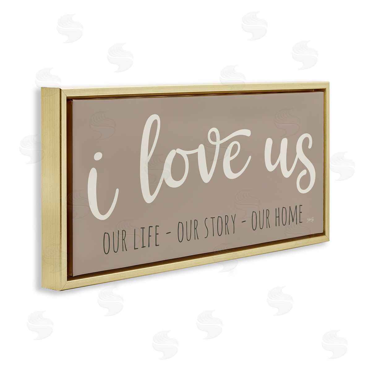 I Love Us Romantic Gold Floating Frame Canvas Wall Art, Home Decor by Marla Rae