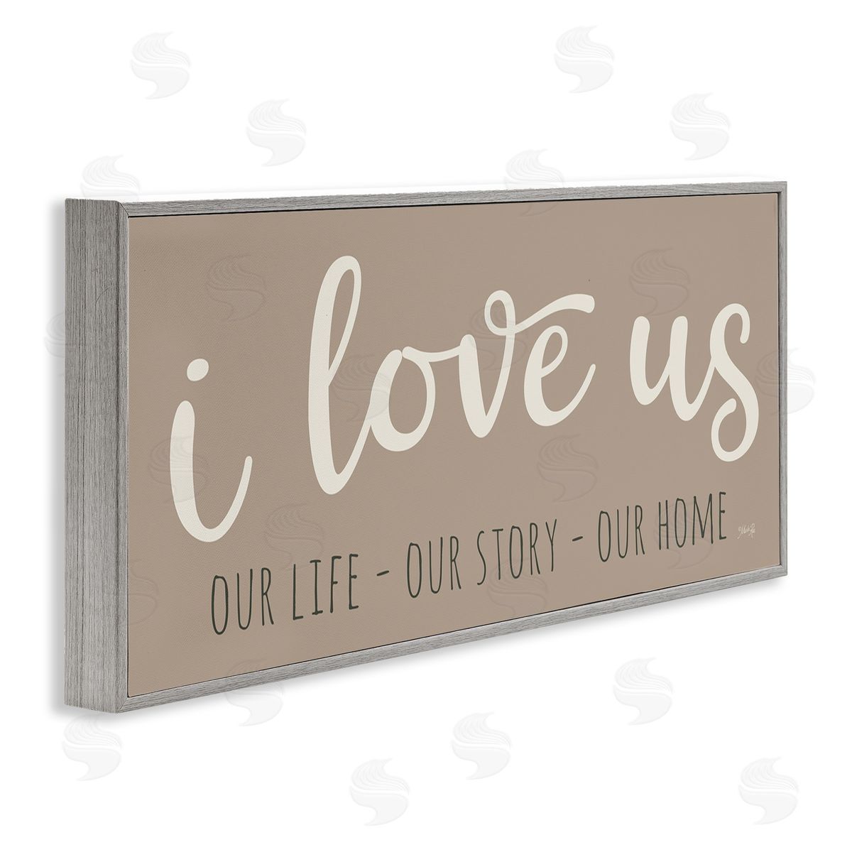 I Love Us Romantic Grey Frame Print Wall Art, Home Decor by Marla Rae
