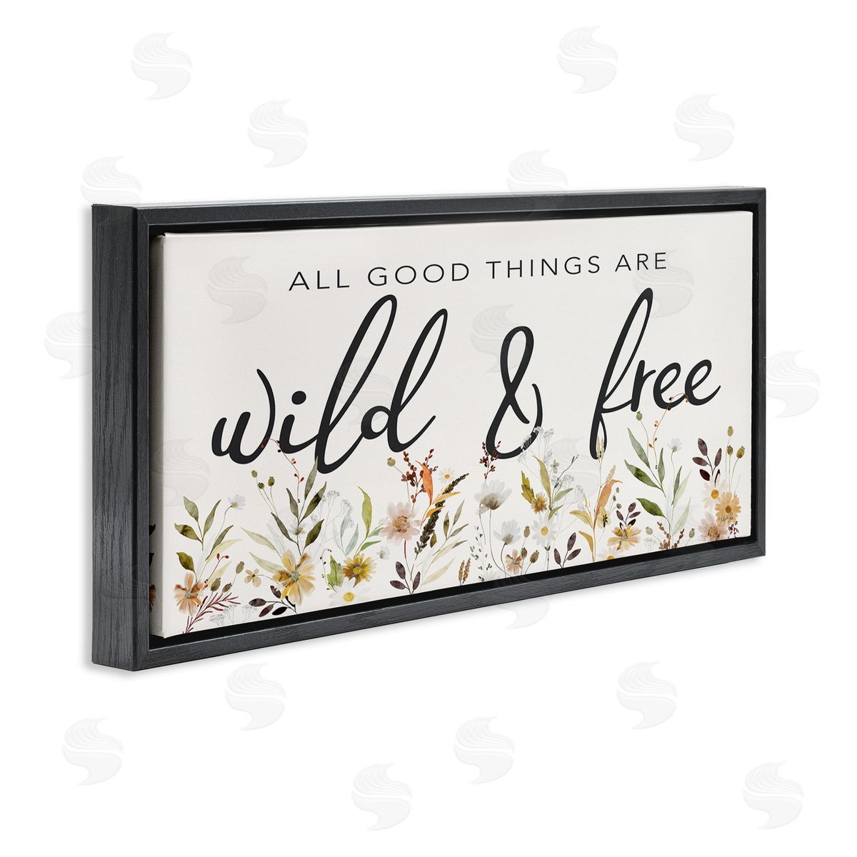 Wild and Free Sentiment Black Floating Frame Canvas Wall Art, Home Decor by Marla Rae