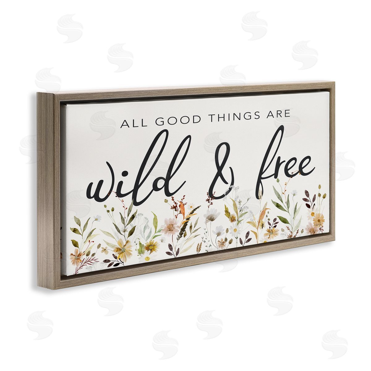 Wild and Free Sentiment Brown Floating Frame Canvas Wall Art, Home Decor by Marla Rae