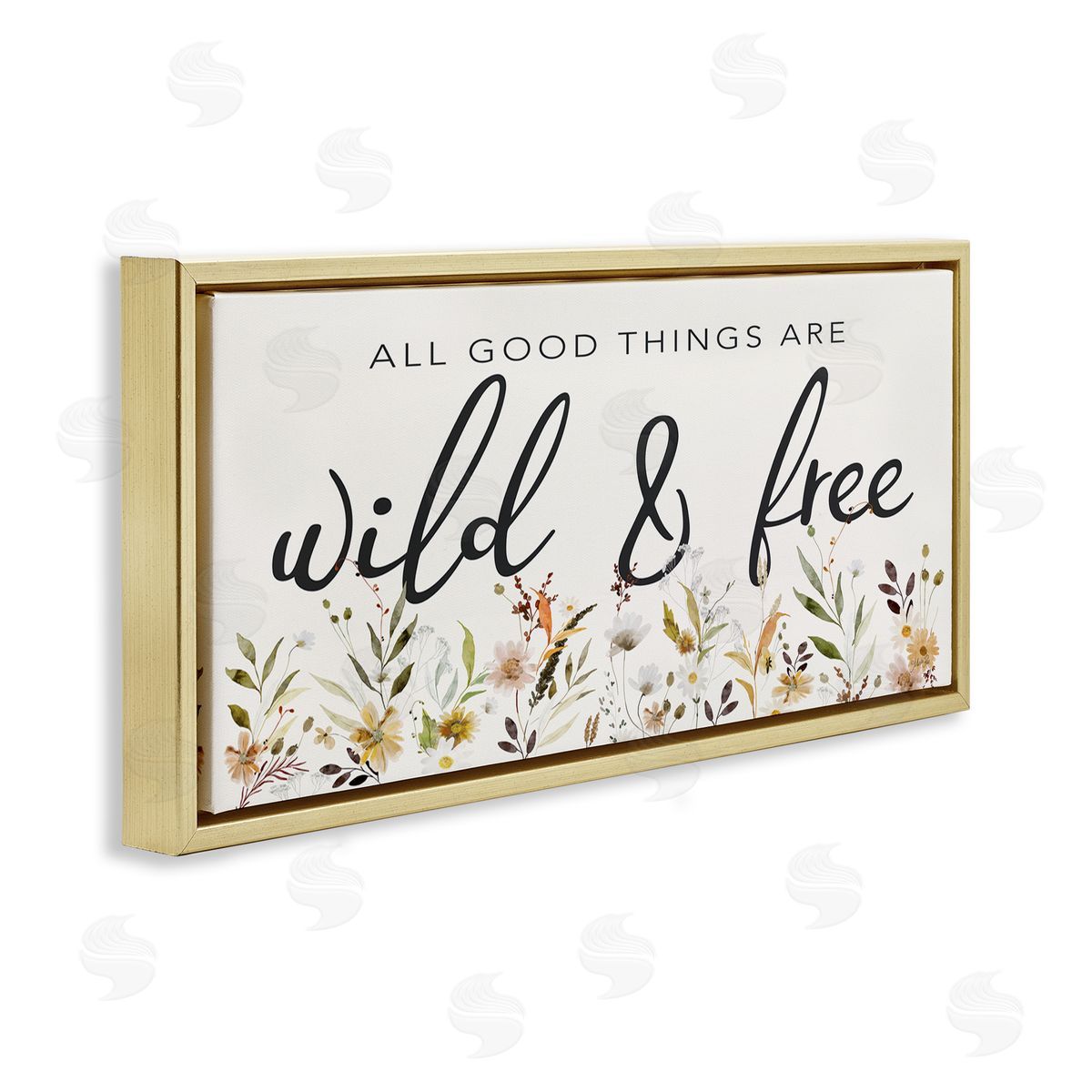 Wild and Free Sentiment Gold Floating Frame Canvas Wall Art, Home Decor by Marla Rae