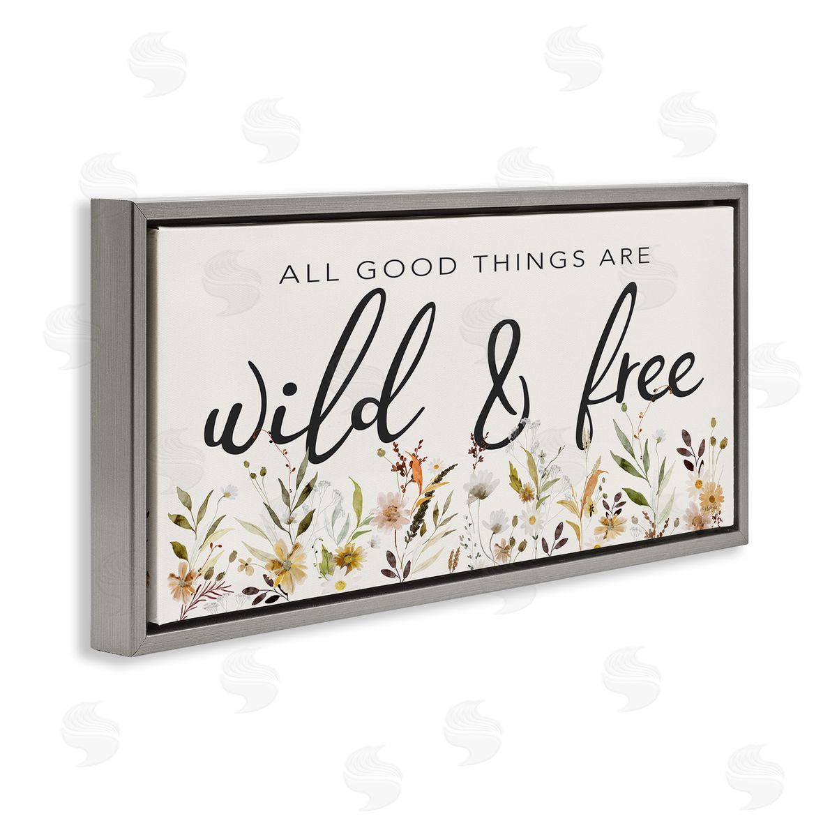 Wild and Free Sentiment Grey Floating Frame Canvas Wall Art, Home Decor by Marla Rae